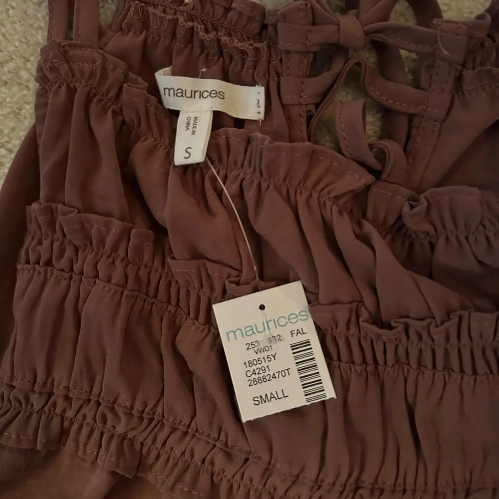 Maurice’s Small Dusty Rose Ruffle Key Hole Tie back Tank NWT - Picture 8 of 9